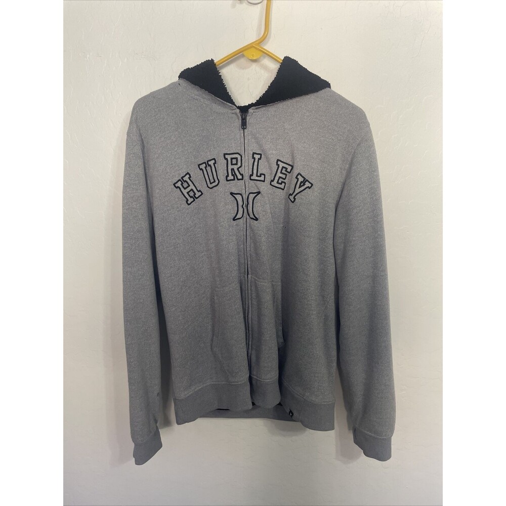 Hurley Sweatshirt Hoodie Men's Large L Long Sleeve Pocket Logo Feathered (B)